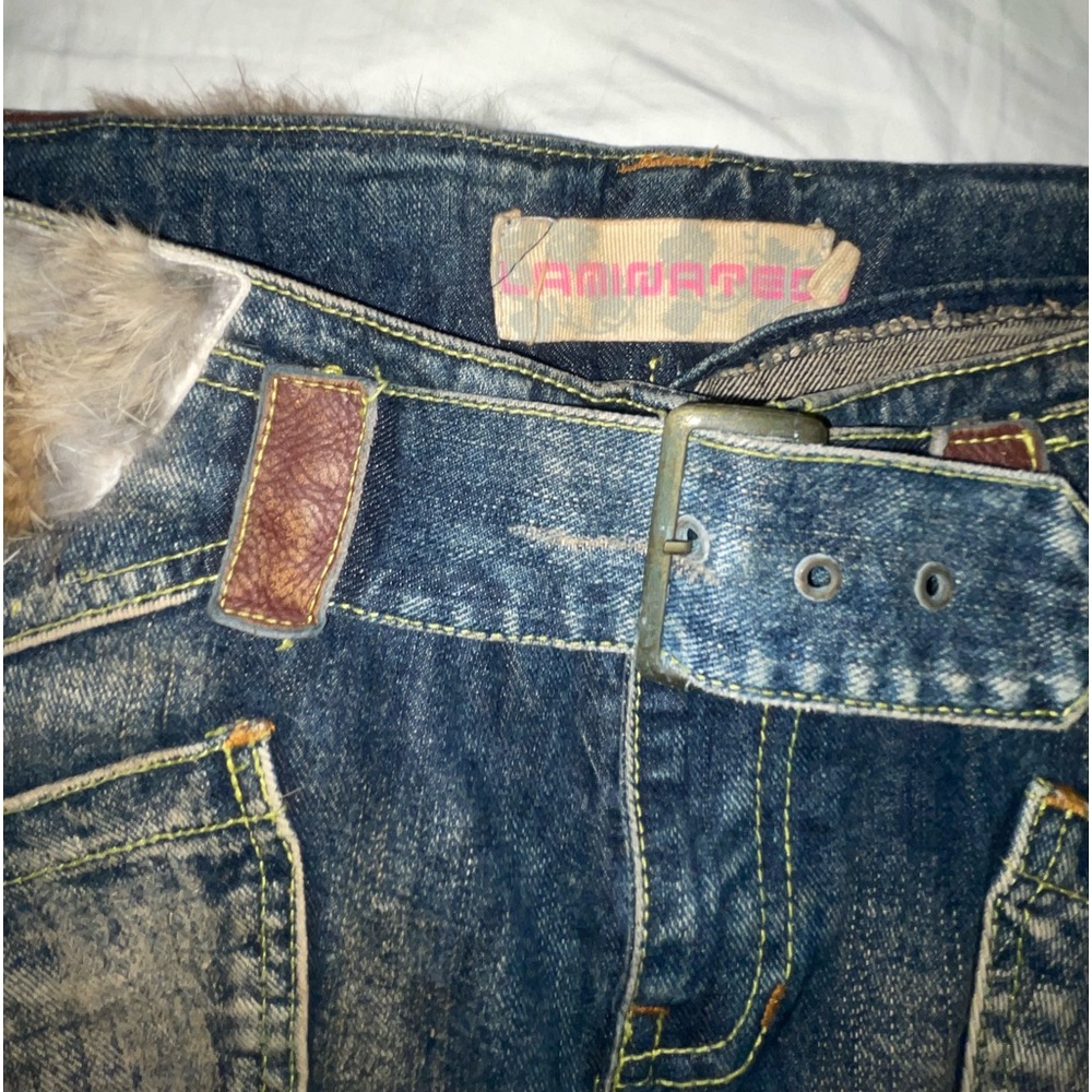 Cute denim Mini skirt fur